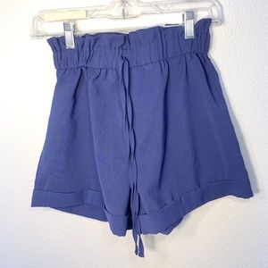 Blue shiny flowy shorts from Shein